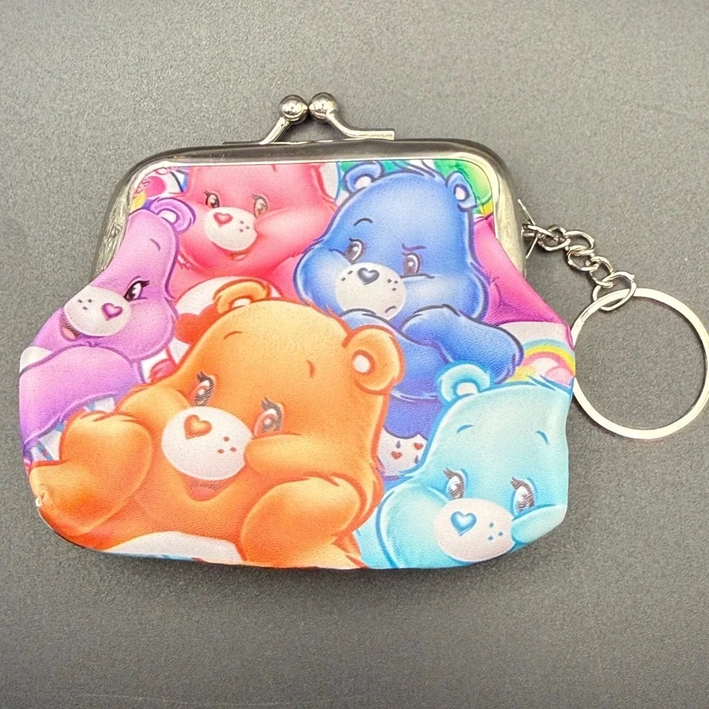 Care Bears Coin Purse Kiss Clasp Bag Keychain Pouch Small Wallet‎ - NEW